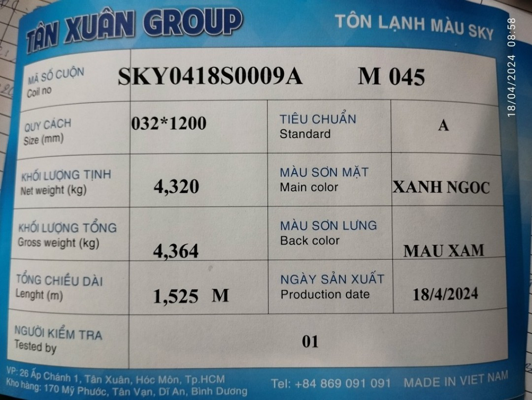 Cập nhật bảng báo giá tôn lạnh màu mới nhất từ Tôn Sky